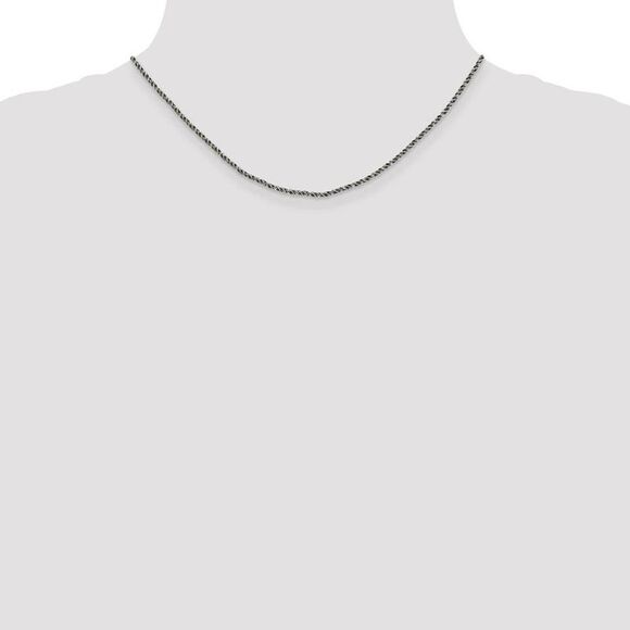 1.7mm Sterling Silver Black Plated Twisted Wheat Chain Necklace, 16 In - Picture 2 of 8